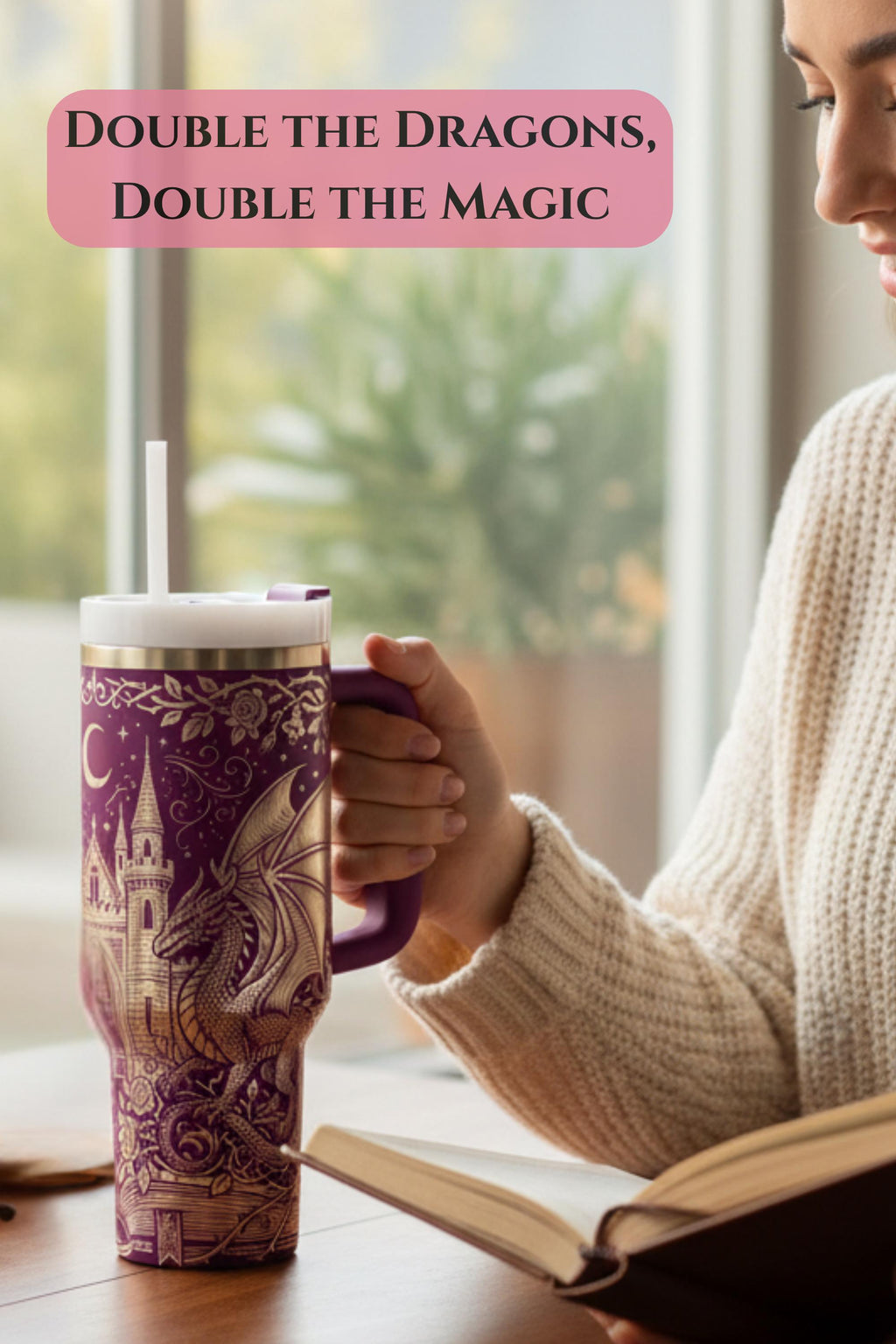 Dragon Tumbler – Stainless Steel Gothic Castle Design Travel Mug