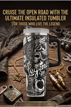 Motorcycle Tumbler – 40oz Insulated Steel Biker Legend Design
