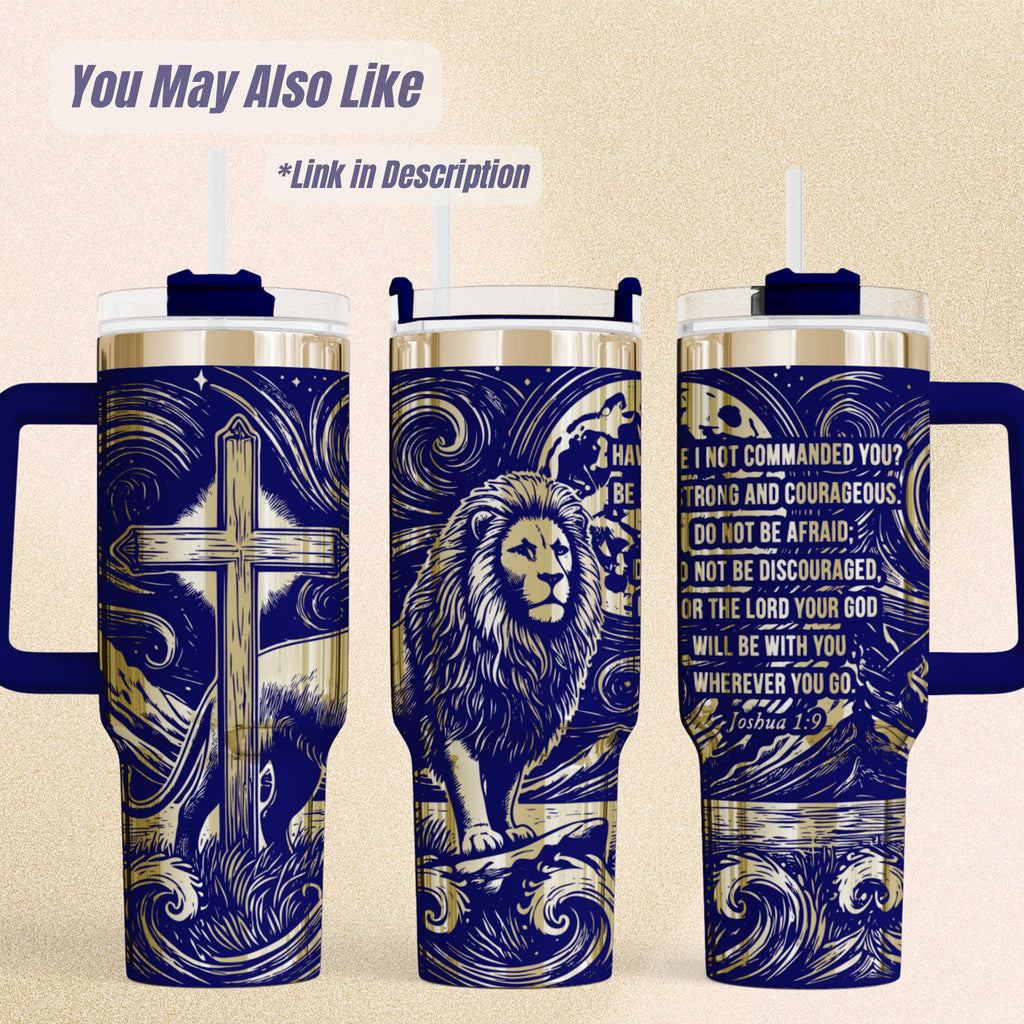 Christian Lion Tumbler – 40oz Insulated Bible Verse Gift