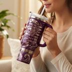 Lion Of Judah Tumbler Christian Faith Design Joshua Scripture Verse Bible Inspiration Insulated Travel Mug Stainless Steel Construction Handled Beverage Container Religious Gift Spiritual Strength Encouragement Daily Devotional Drinkware
