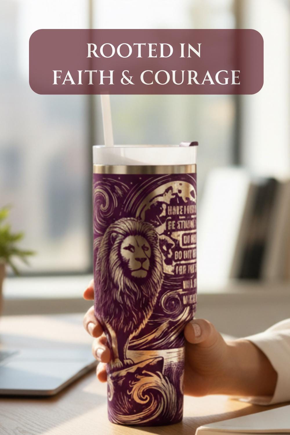 Christian Tumbler – Lion of Judah Design with Joshua 19 Scripture