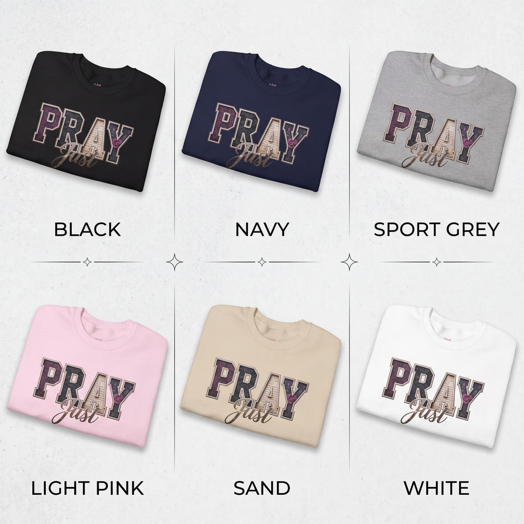 Unisex Pray Crewneck Religious Typography Sweatshirt Christian Apparel For Church Casual Style Faith Inspired Pullover Design Spiritual Gift For Men Women Believers Devotional Clothing Comfortable Everyday Wear Inspirational Message Shirt