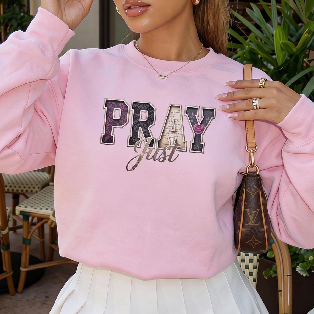 Inspirational Pray Sweatshirt Christian Faith Crewneck Design Unisex Religious Pullover For Church Events Daily Devotion Wear Spiritual Clothing Gift For Believers Men Women Comfortable Cotton Fabric Typography Statement Piece Casual Faith
