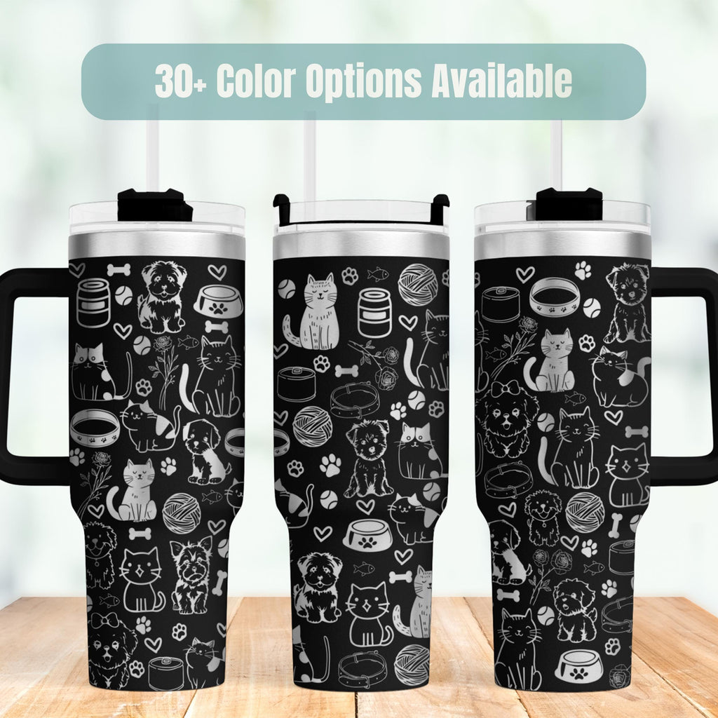 Vet Tech Gift Insulated Tumbler Custom Cat Dog Design Stainless Steel Travel Mug Animal Lover Drinkware Veterinarian Appreciation Present Pet Mom Gift Idea Double Wall Insulation Cold Beverage Container Coffee Cup Professional Pet Care
