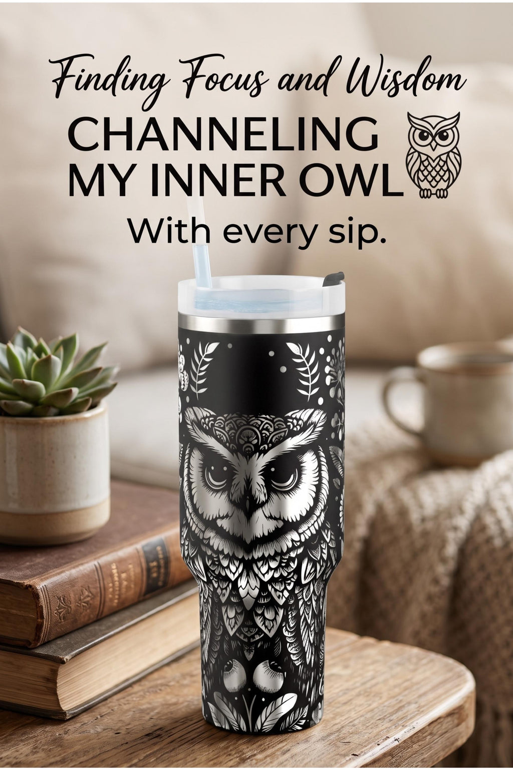 Owl Tumbler – 40oz Laser Engraved Stainless Steel Insulated