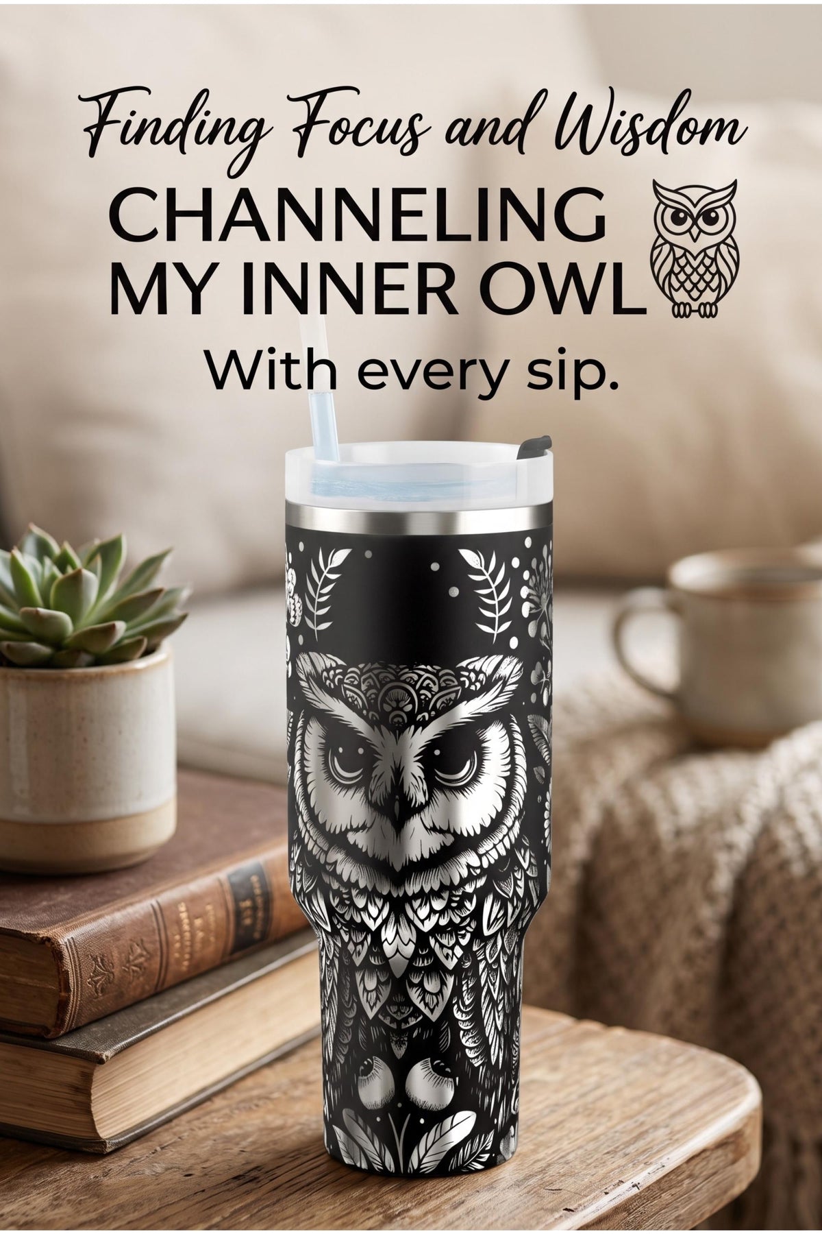 Owl Tumbler – 40oz Laser Engraved Stainless Steel Insulated
