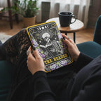 Witchy Kindle Cover Skeleton Tarot Card Design Gothic Reader Protection Paperwhite Case Seven Inch Device Dark Academia Book Aesthetic Mystical Skeleton Reader Theme Magnetic Lid Closure PU Leather Construction Bookish Gift Idea Gothic