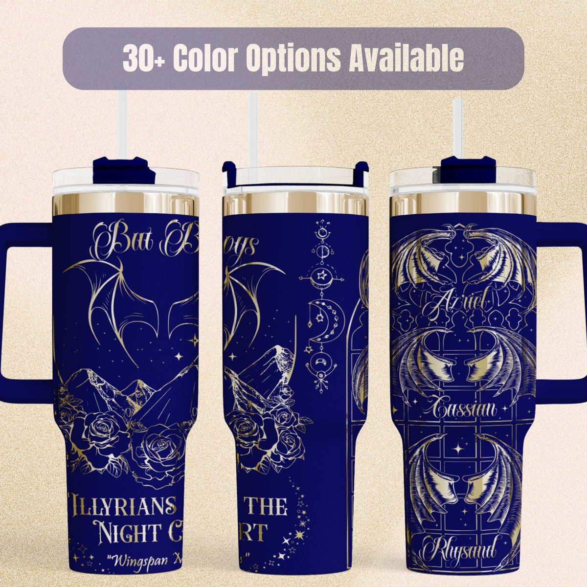 Fantasy Book Tumbler Insulated Travel Cup Stainless Steel Drinkware 40oz Capacity Mountain Rose Artwork Design Perfect Reader Gift Book Lover Present Bookish Merchandise Collection Double Wall Insulation Keeps Beverages Hot Cold Daily