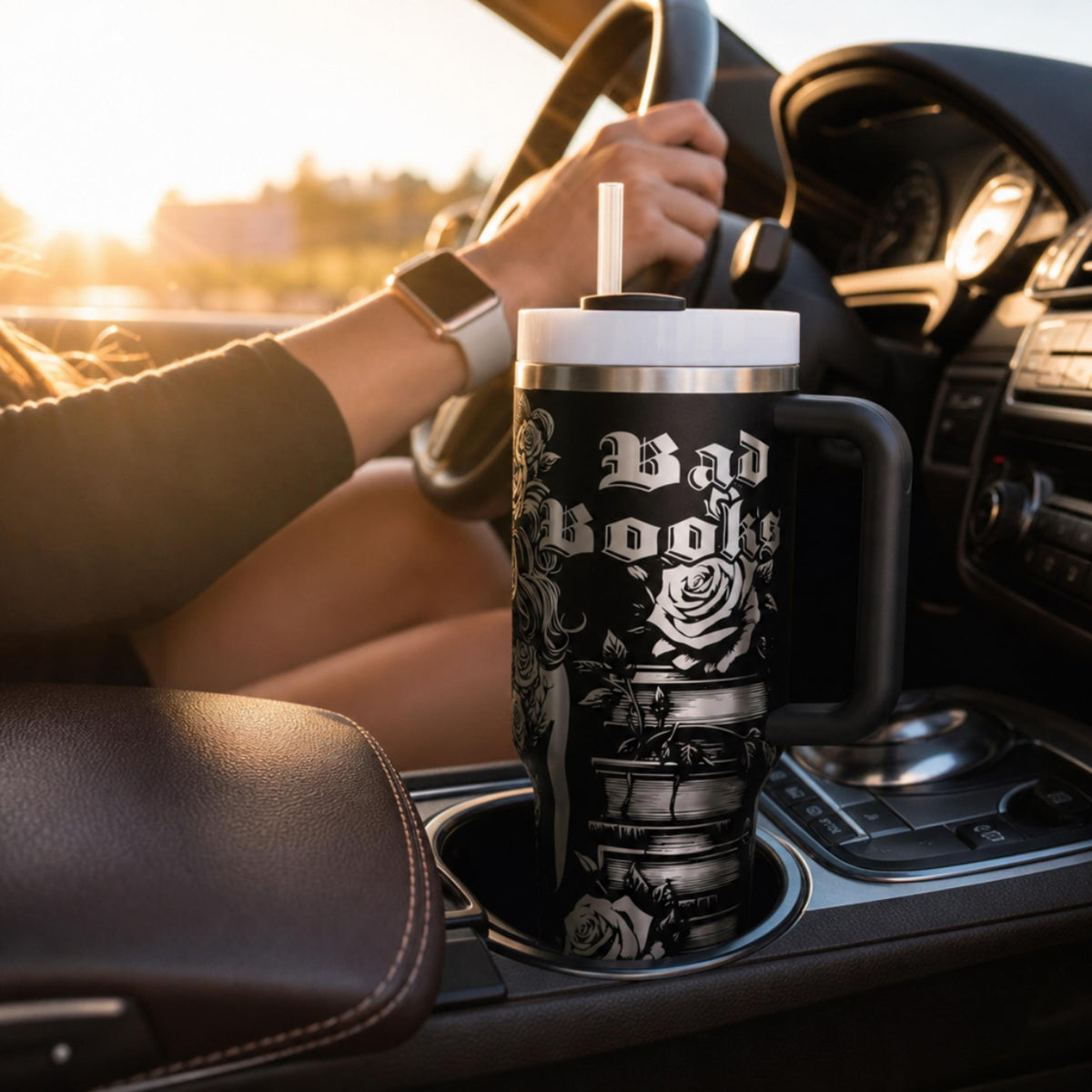 Dark Romance Tumbler Gothic Literary Design Insulated Stainless Steel Drinkware Forty Ounce Capacity Book Lover Gift Fantasy Reader Essential Double Walled Temperature Technology Romantasy Enthusiast Present Premium Quality Construction