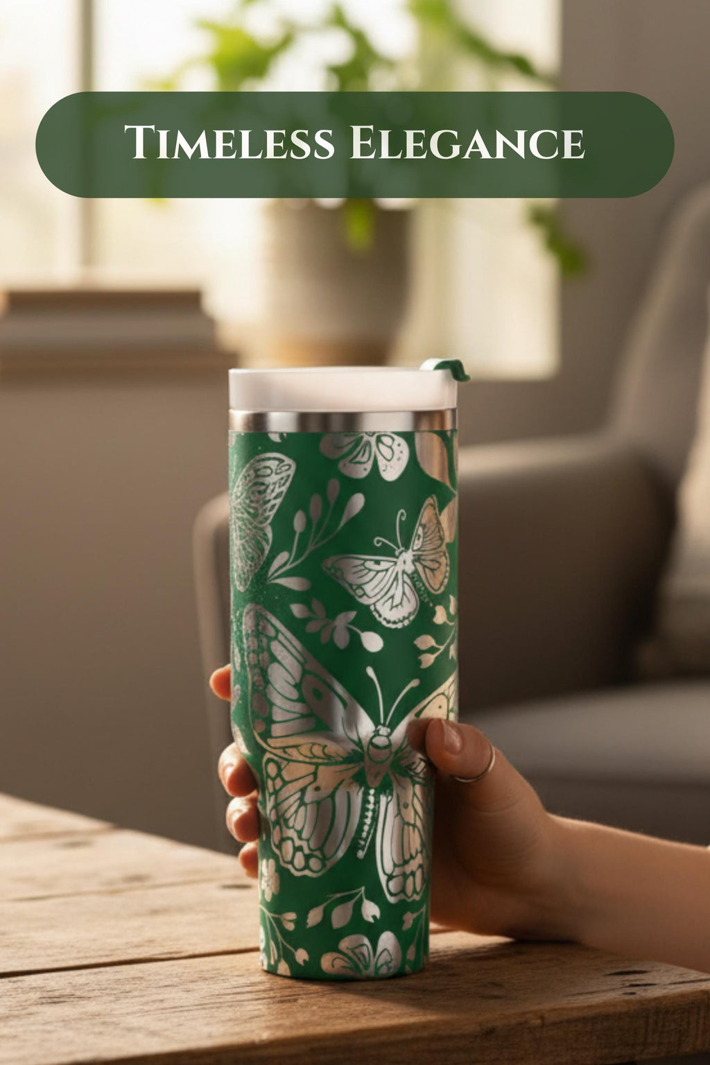Butterfly Tumbler – 40oz Insulated Laserengraved Nature Travel Mug