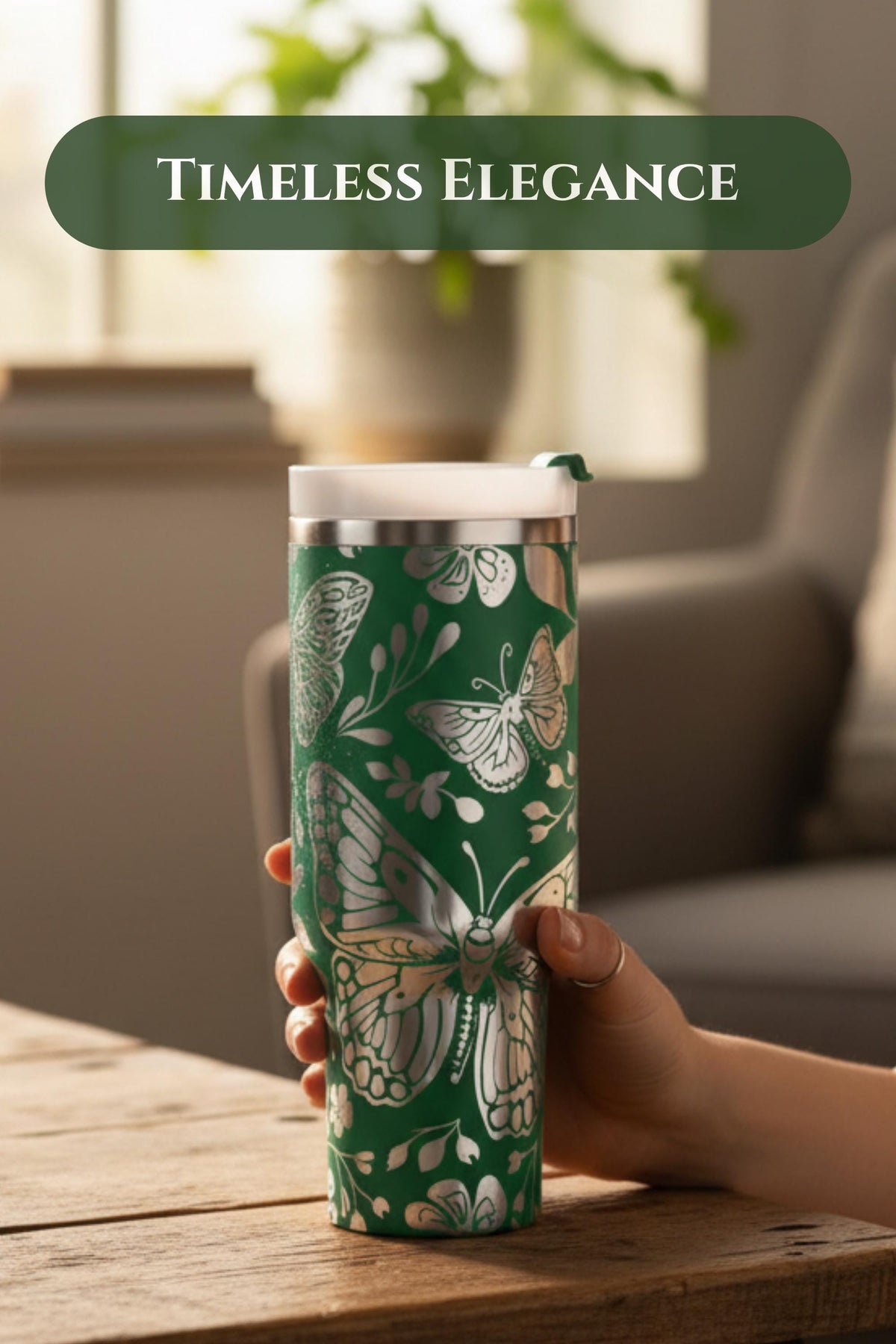 Butterfly Tumbler – 40oz Insulated Laserengraved Nature Travel Mug