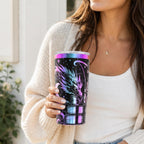 Reading Companion Travel Mug 20oz Insulated Tumbler Stainless Steel Construction Dragon Fantasy Design Literary Quote Engraved Artwork Double Wall Temperature Control Handle Drinkware Book Lover Daily Essential Perfect Gift Fantasy