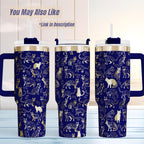 40oz Tumbler Handle – Floral Cat Design Double Wall Insulated Steel