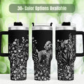 Goldendoodle Tumbler Insulated Travel Mug Floral Dog Design Stainless Steel Water Bottle Dog Lover Gift Doodle Mom Present Wildflower Pattern Beverage Container Hot Cold Drinks Portable Cup Handle Grip Pet Owner Drinkware Golden Doodle