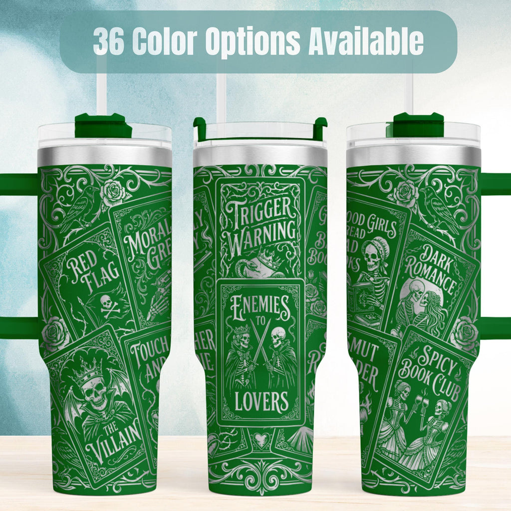 Book Lover Tumbler Gift For Romance Reader Insulated Stainless Steel Cup 40oz Capacity Perfect For Book Club Gatherings Gothic Design Literary Themed Drinkware Ideal Present For Bibliophile Friends Double Wall Vacuum Insulation Keeps Drinks