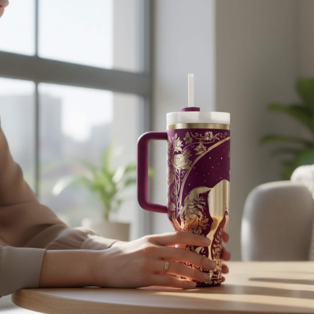 Fantasy Unicorn Gift Tumbler Laser Engraved Design 40 Oz Insulated Cup Perfect Birthday Present Double Wall Construction Keeps Beverages Hot Cold Hours Whimsical Drinkware Collection Daily Hydration Essential Travel Beverage Cup Fade