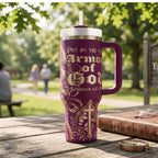 Inspirational Christian Water Bottle Insulated Stainless Steel Tumbler Faith Design Warrior Knight Imagery Ephesians Scripture Cross Details Church Ministry Gift Large Capacity Container Daily Spiritual Strength Premium Construction Handle