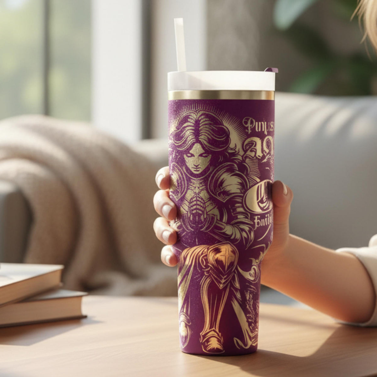 Premium Stainless Steel Tumbler Christian Faith Design Large Capacity Insulated Bottle With Handle Warrior Knight Imagery Scripture Reference Cross Details Ephesians Inspired Daily Spiritual Container Church Gift Essential Bible Study