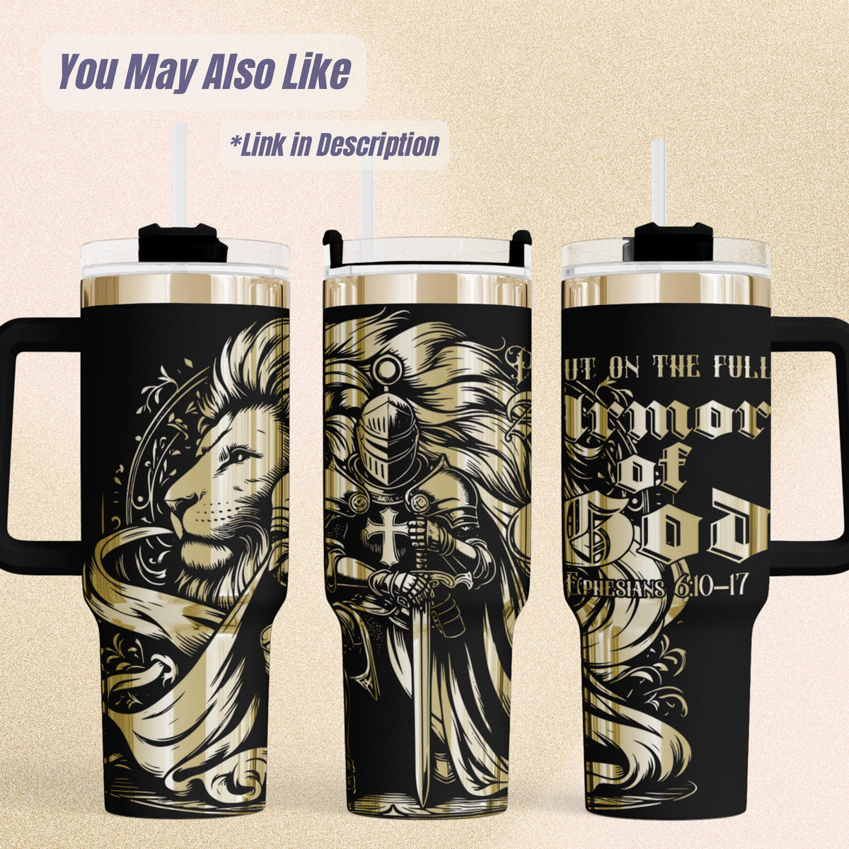 Armor of God Tumbler – 40oz Insulated Christian Knight Design Gift