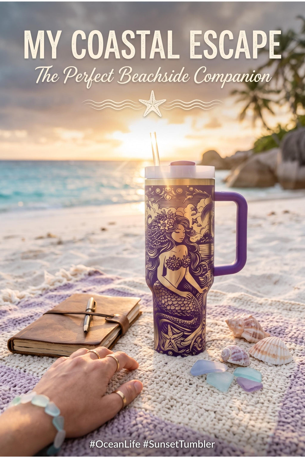 Mermaid Tumbler – 40oz Insulated with Handle Gothic Ocean Design