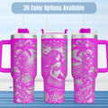 Gothic Mermaid Tumbler 40 Oz Insulated Stainless Steel Double Walled Construction With Handle And Straw Cup Perfect Beach Lover Gift Ocean Wave Fantasy Art Design Seashell Pattern Keeps Drinks Cold Hot Travel Mug Summer Accessories Nautical
