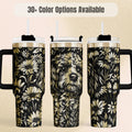 Goldendoodle Tumbler Insulated Stainless Steel Travel Cup 40oz Capacity Double Wall Insulation Keeps Beverages Hot Cold Hours Pet Portrait Daisy Flower Design Perfect Dog Mom Gift Daily Hydration Accessory Car Cup Holder Compatible Travel
