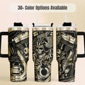 Motorcycle Tumbler Perfect Biker Gift Insulated Steel Construction 40oz Capacity Legend Motors Design Skull Graphics Vintage Tattoo Style Black Gold Aesthetic Custom Motorcycle Enthusiast Present Rider Drinkware Road Trip Essential Double