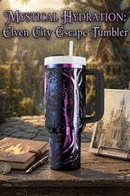 Fantasy Tumbler – 40oz Insulated Laser Engraved Elven Castle Lotr Gift