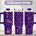 Fantasy Book Tumbler Insulated Stainless Steel Reader Gift Butterfly Moon Sword Design Romantasy Themed Drinkware Book Lover Merchandise Double Wall Insulation Temperature Control Hot Cold Beverages Literary Inspired Travel Tumbler Bookish