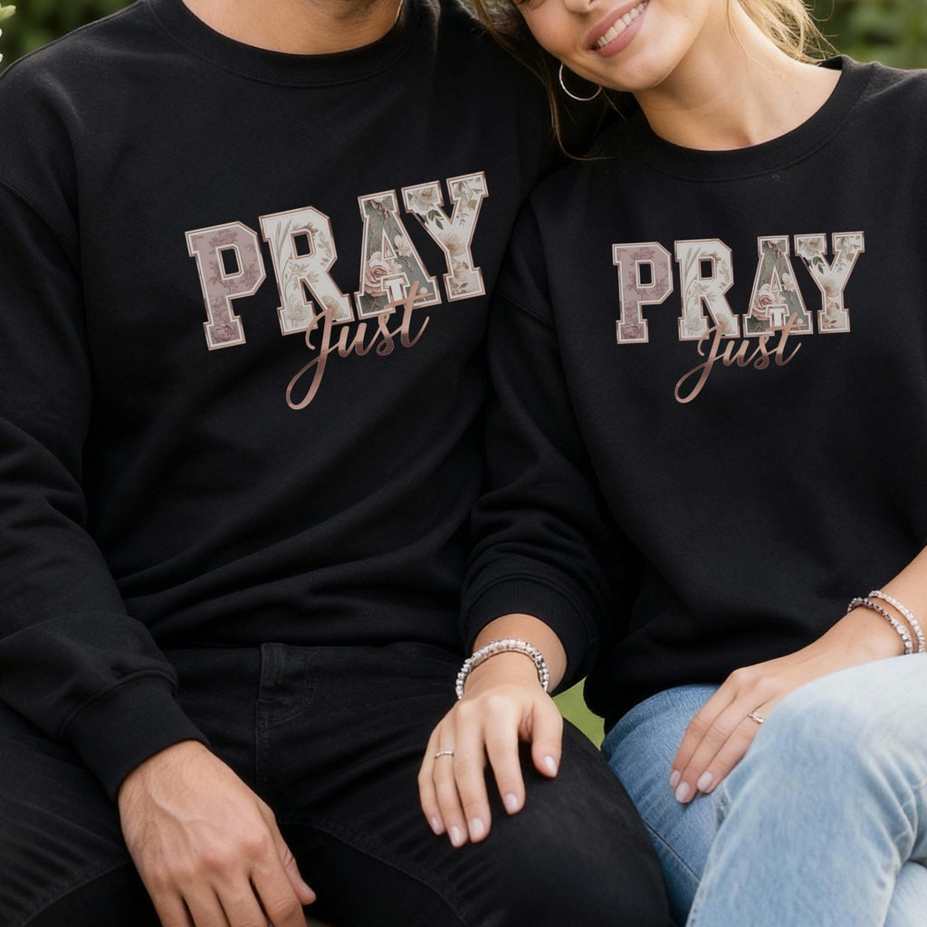 Religious Sweatshirt Women Christian Faith Apparel Pray Typography Design Spiritual Crewneck Pullover Unisex Church Clothing Inspirational Message Gift Devotional Fashion Statement Comfortable Worship Wear Casual Faith Based Style Modern