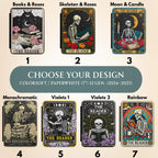 Skeleton Tarot Kindle Cover Gothic Reader Case Paperwhite Protection Dark Academia Aesthetic Witchy Book Lover Gift Mystical Skeleton Design Magnetic Lid Secure Closure PU Leather Construction Bookish Accessory Gothic Literature Theme