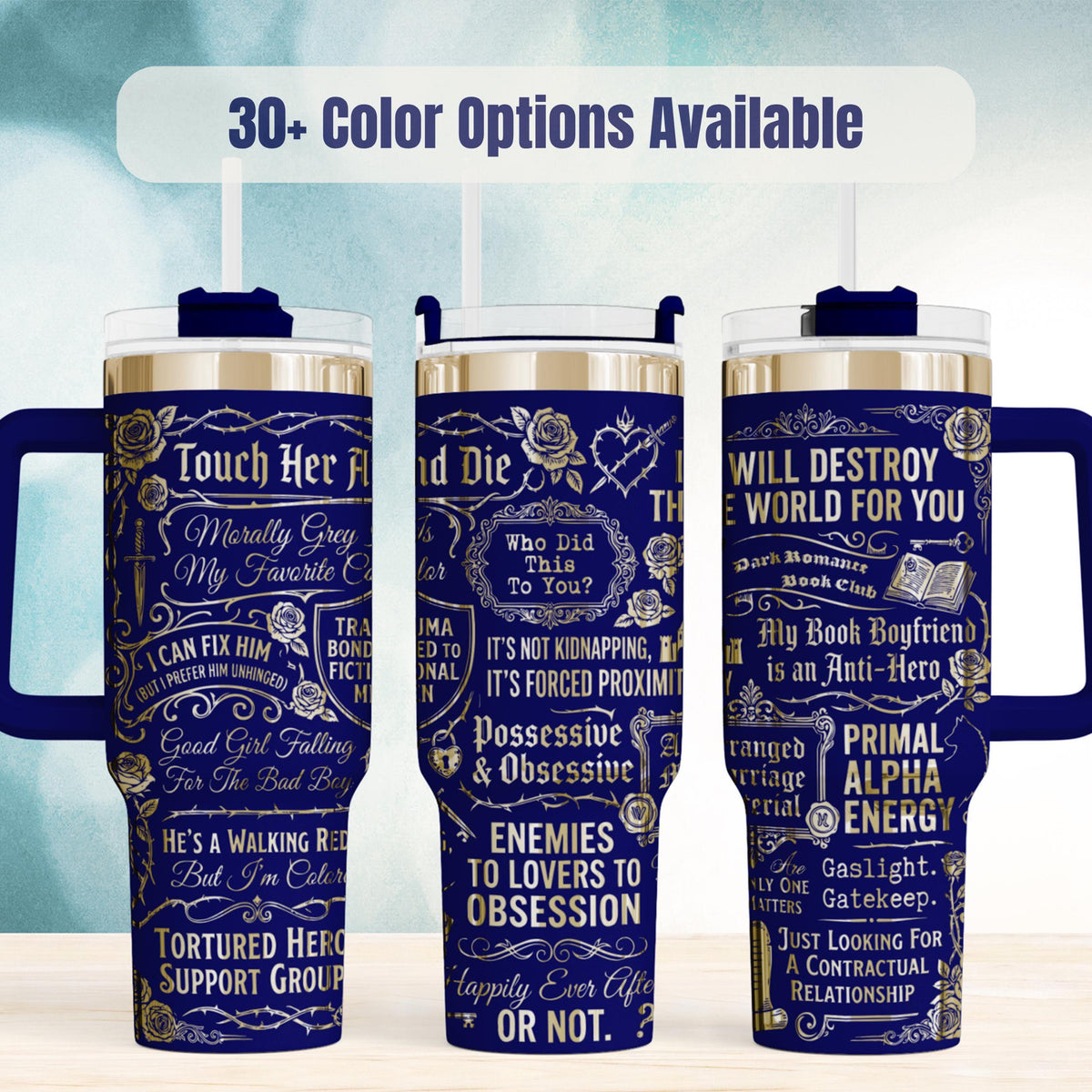 Book Lover Gift For Women Romance Reader Tumbler Large Capacity Insulated Water Bottle Stainless Steel Construction Dark Romance Themed Design Perfect Booktok Fan Merchandise Bookstagram Community Present Thermal Beverage Holder Keeps