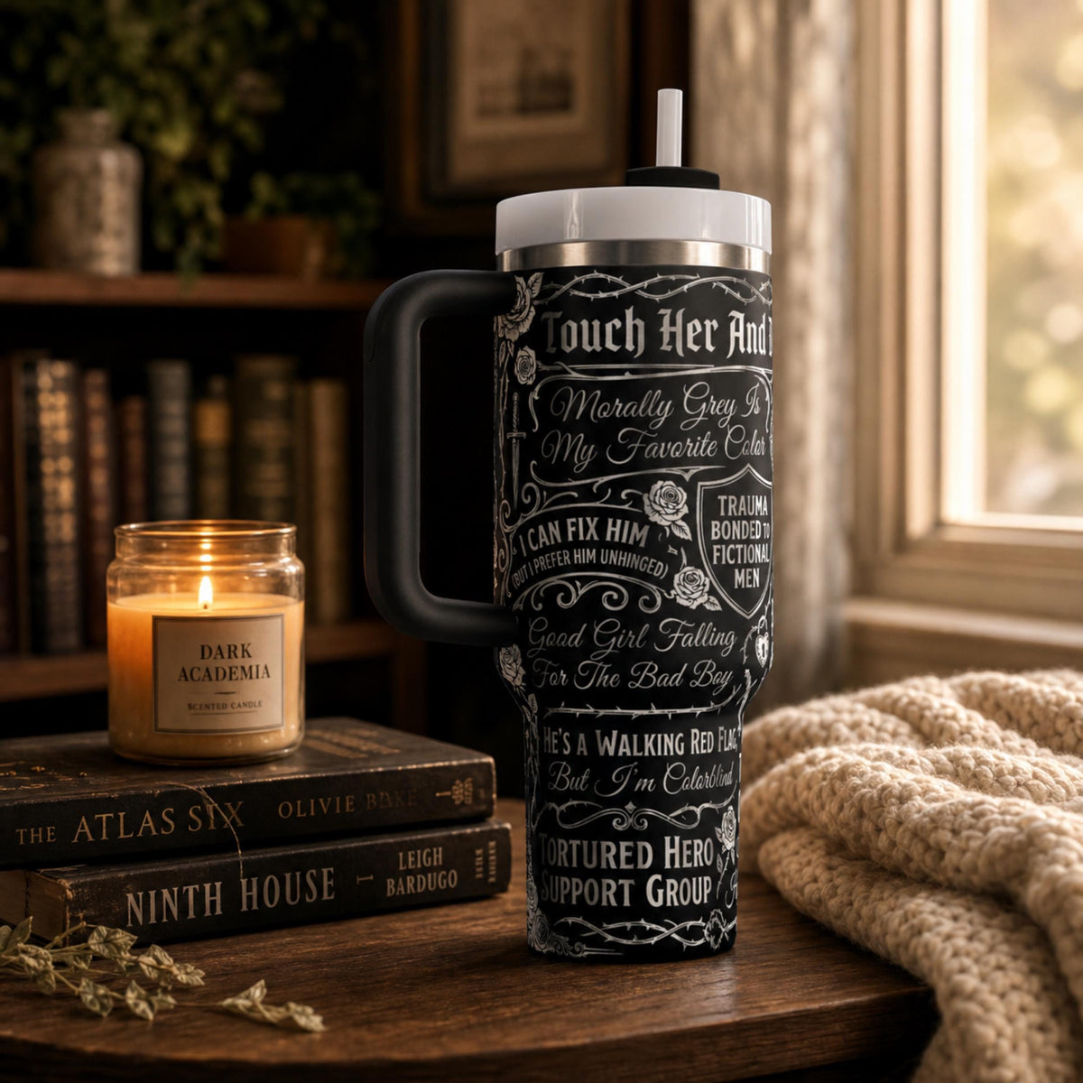 Bookish Lifestyle Essential Dark Romance Tumbler Large Capacity Insulated Bottle Book Lover Gift For Women Stainless Steel Construction Thermal Beverage Holder Romance Reader Merchandise Booktok Fan Present Keeps Drinks Hot Cold Reading