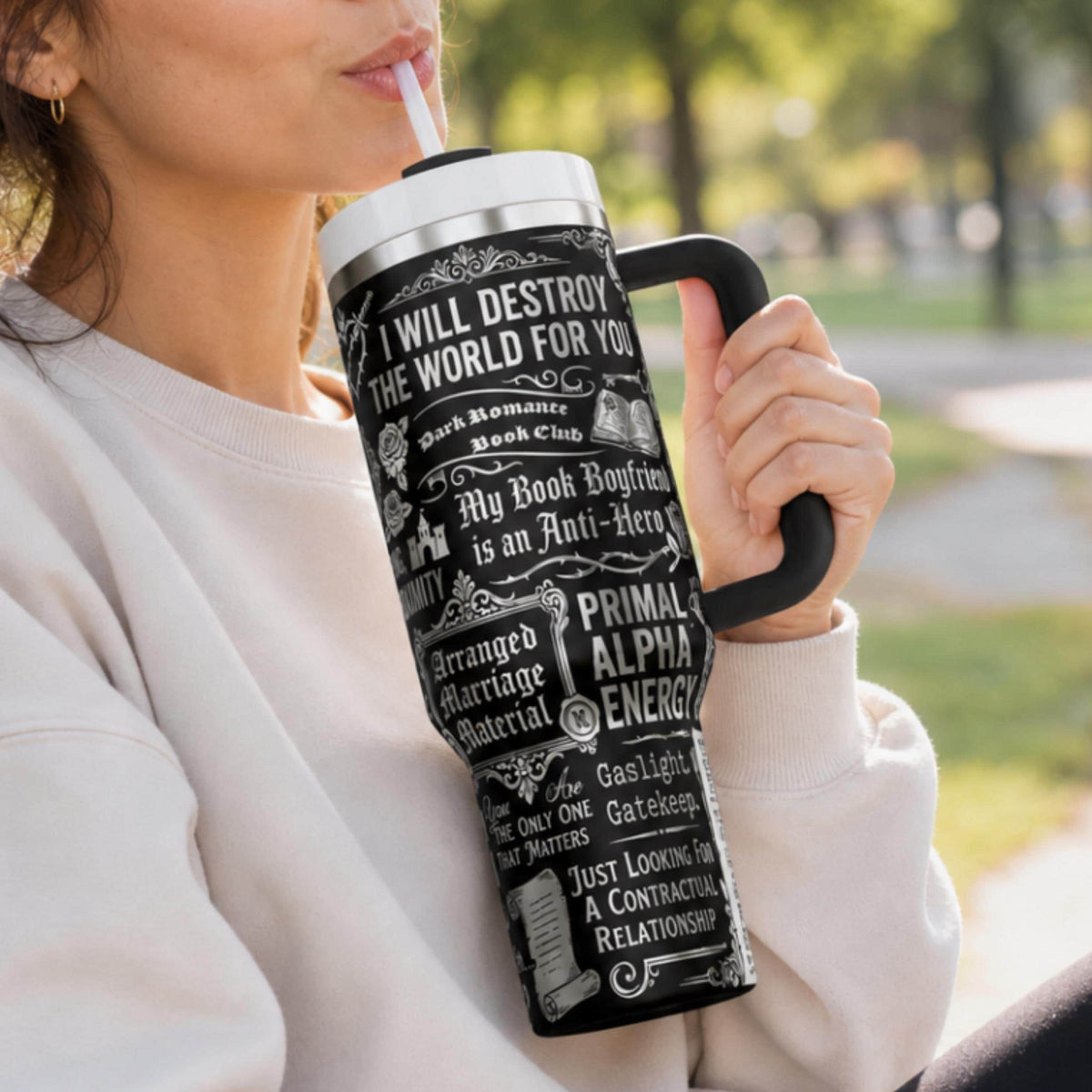 Stainless Steel Tumbler Large Capacity Insulated Water Bottle Book Lover Gift Romance Reader Identity Merchandise Dark Romance Quote Design Booktok Fan Present Thermal Beverage Container Book Club Birthday Gift Keeps Drinks Hot Cold Reading