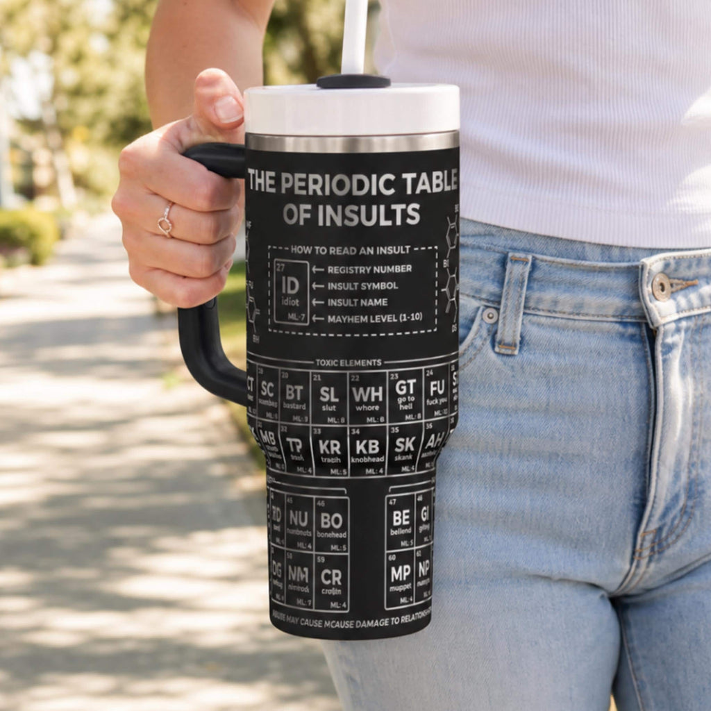 Science Theme Tumbler Chemistry Design Gift Insulated Stainless Steel Water Bottle Large Capacity Container Sarcastic Humor Drinkware Funny Statement Piece Adult Novelty Present Reusable Travel Mug Solution Cold Beverage Holder Bold Design