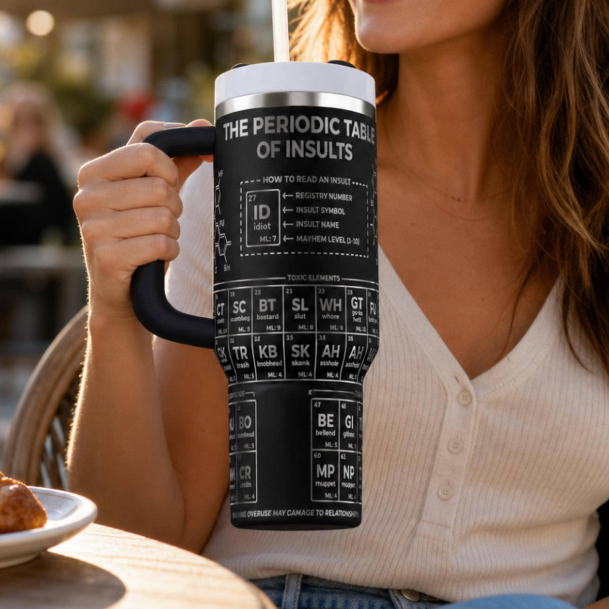Chemistry Gift Tumbler Science Humor Design Insulated Water Bottle Stainless Steel Construction Large Capacity Drinkware Sarcastic Statement Style Adult Novelty Gift Idea Reusable Travel Mug Container Cold Beverage Solution Funny Design