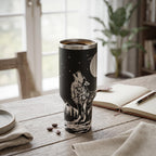 Camping Gear Essential Wolf Wilderness Tumbler 40oz Insulated Drinkware Stainless Steel Double Wall Construction Outdoor Adventure Travel Mug Nature Inspired Forest Design Howling Wolf Artwork Perfect Gift Wildlife Enthusiast Large Capacity