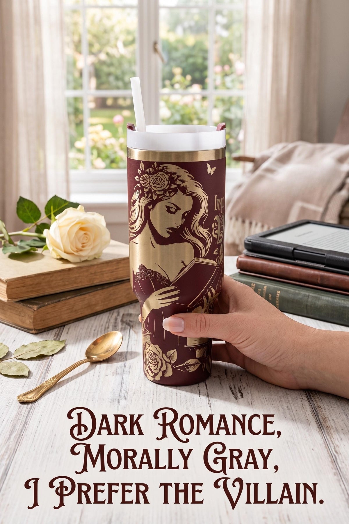 Booktok Tumbler – 40oz Insulated Gothic Dark Romance Reader Gift