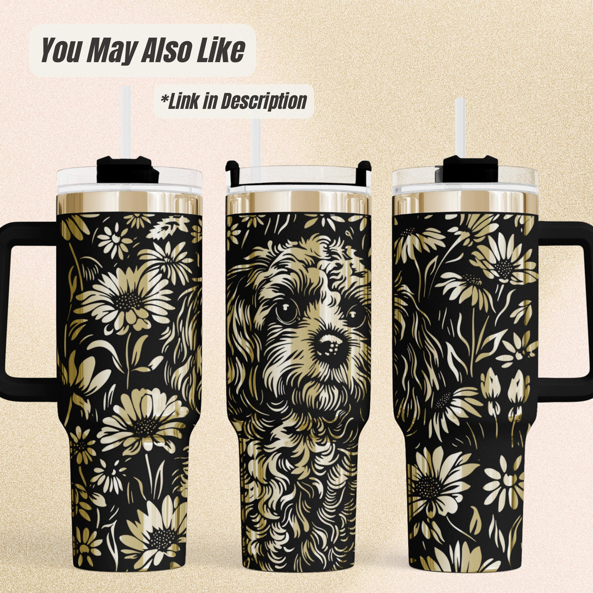 Dog Paw Tumbler – 40oz Insulated Stainless Steel with Handle
