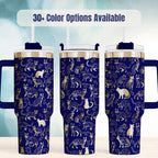 Cat Tumbler With Handle 40oz Insulated Stainless Steel Cup Black White Cat Pattern Design Perfect Cat Lover Gift Pet Enthusiast Drinkware Double Wall Construction Keeps Hot Coffee Cold Water Fresh Travel Mug Large Capacity Beverage
