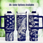 Patriotic Horse Tumbler With Handle American Flag Design Insulated Stainless Steel Travel Mug 40oz Capacity Perfect Gift For Horse Lovers Western Lifestyle Enthusiasts Ranch Kitchen Accessory Country Style Drinkware Beverage Container Keeps