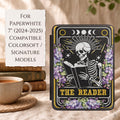 Gothic Kindle Case Handcrafted Skeleton Reader Design Perfect Book Lover Gift Paperwhite Protection Cover Magnetic Closure Convenience Built In Hand Strap Comfortable Reading Sessions Dark Academia Aesthetic Witchy Reader Accessory Literary