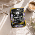 Paperwhite Protection Case Gothic Skeleton Design Handcrafted Kindle Cover Book Lover Gift Essential Magnetic Closure Security Built In Hand Strap Comfortable Reading Literary Themed Accessory Dark Academia Aesthetic Witchy Reader Style