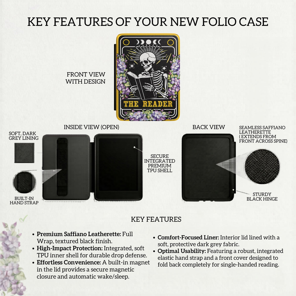 Gothic Kindle Case – Handcrafted Skeleton Reader Paperwhite