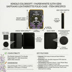 Comfortable Reading Case Kindle Paperwhite Cover Hand Strap One Handed Design Magnetic Closure Protection Skeleton Reader Pattern Celestial Moon Star Imagery Book Lover Accessory Literary Gift Perfect Reader Present E-Reader Device Safety