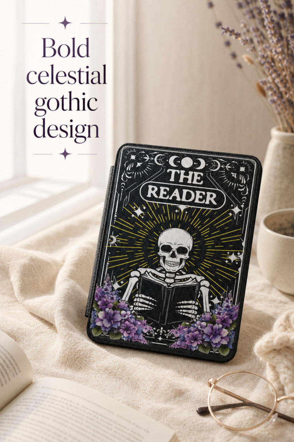 Gothic Kindle Paperwhite Case – Skeleton Reader Magnetic Hand Strap