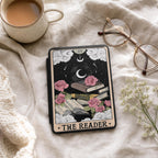 Protective Kindle Paperwhite Cover 7 Inch Case Tarot Reader Design Magnetic Closure Protection Faux Leather Material Celestial Moon Imagery Witchy Aesthetic Accessory Hand Strap Feature Fabric Lining Protection Scratch Resistant Case Book