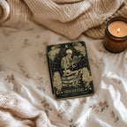Vintage Tarot Kindle Case Gothic Skeleton Design Magnetic Closure Ereader Protection Black Leather Cover Bookish Gift Dark Academia Aesthetic Literary Theme Paperwhite Compatible Floral Skull Art Rose Pattern Secure Snap Closure Hand Strap