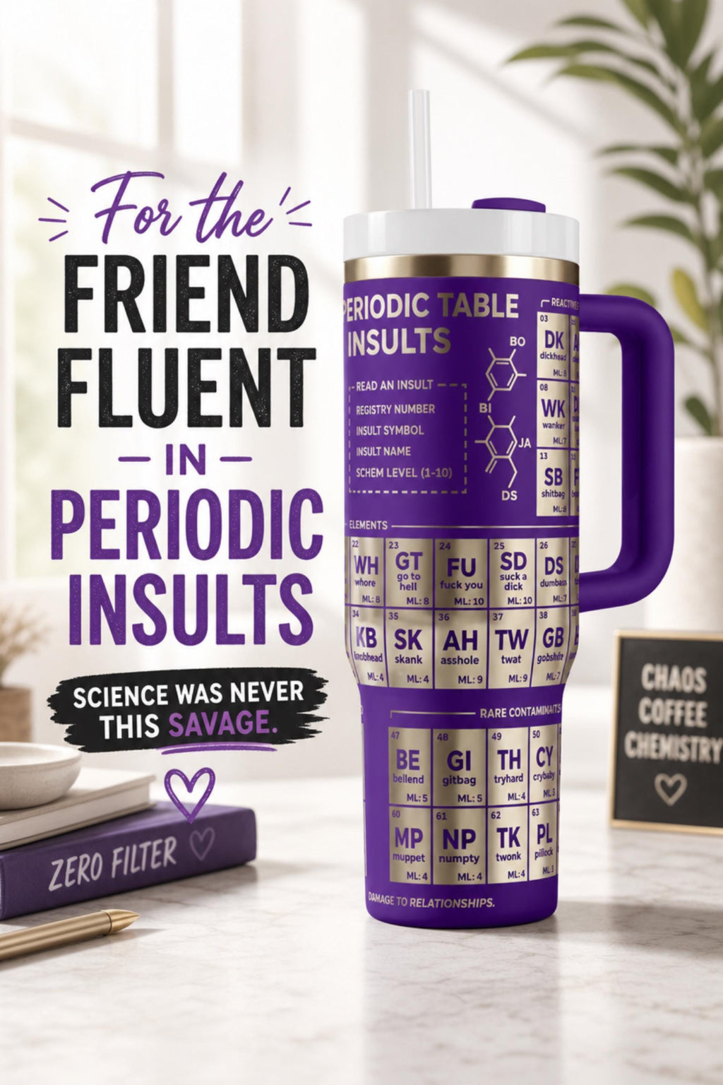 Periodic Table Tumbler – 40oz Insulated Adult Humor Science Gift