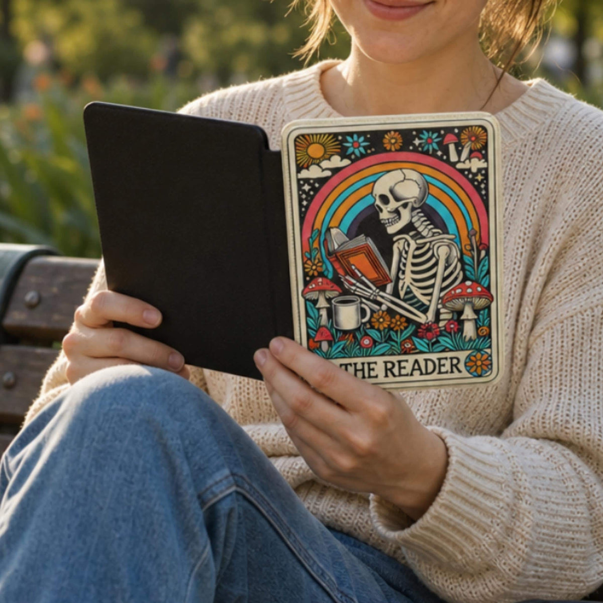 Kindle Paperwhite Case – Artistic Skeleton Skull Reader Gift